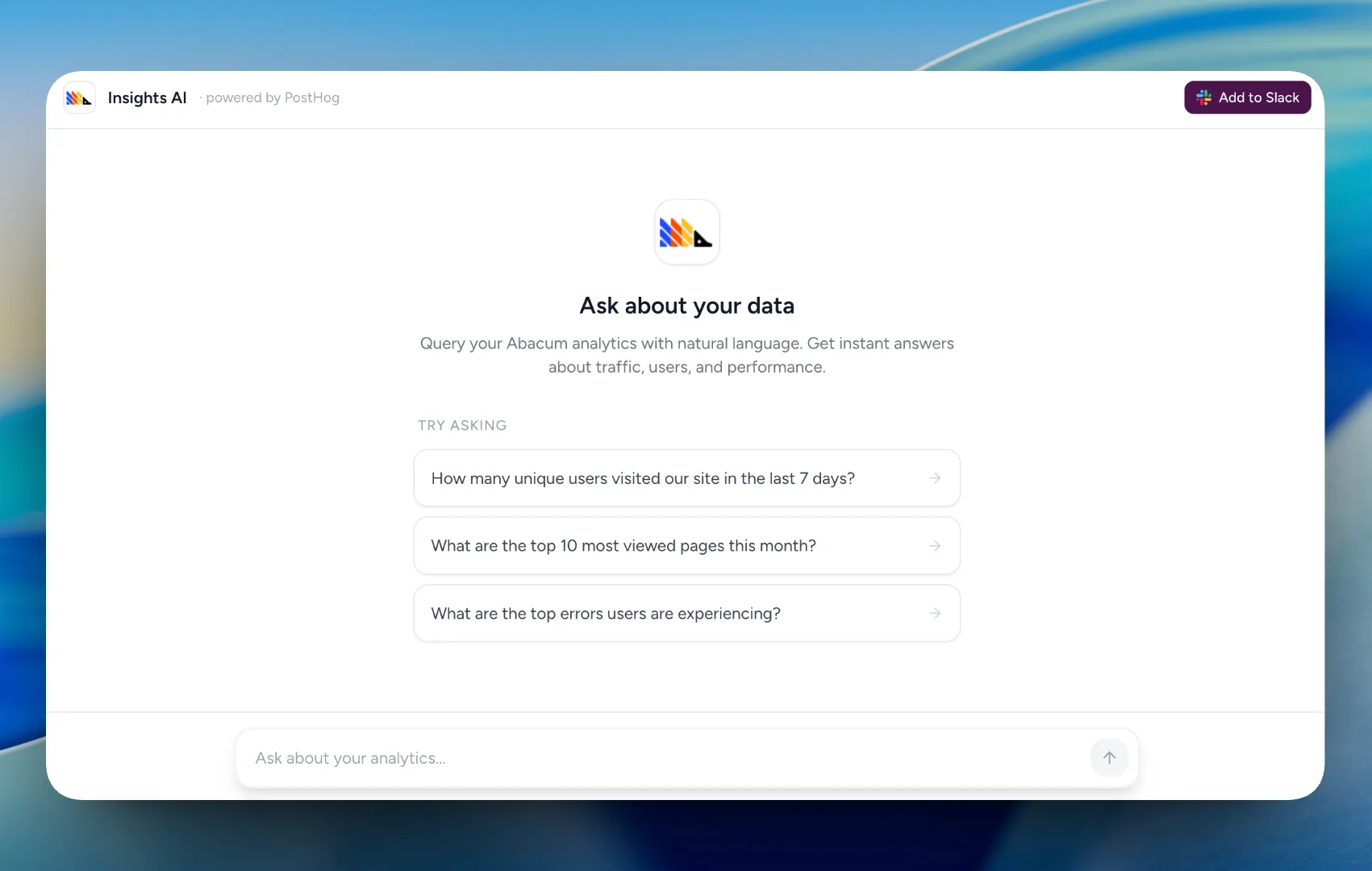 PostHog AI chat in client portal